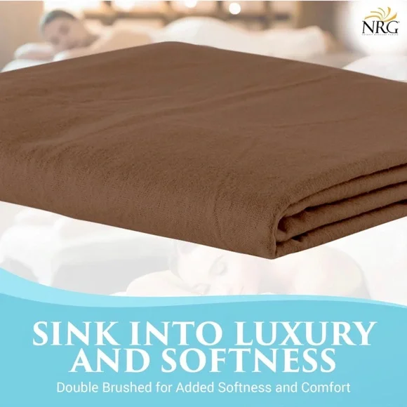 NRG Flannel Cotton Fitted Massage Sheets for Professional Use Brown Chocolate - Picture 4 of 5